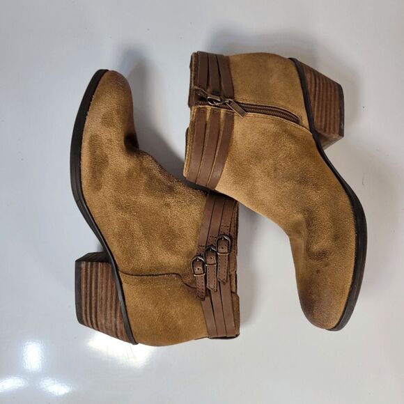 Clark’s Artisan Brown Suede Gelata Siena Booties Size 9 Block Heel - Picture 4 of 9